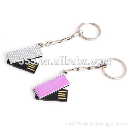 Wholesale mini metal swivel USB flash drive with keychain USB 2.0